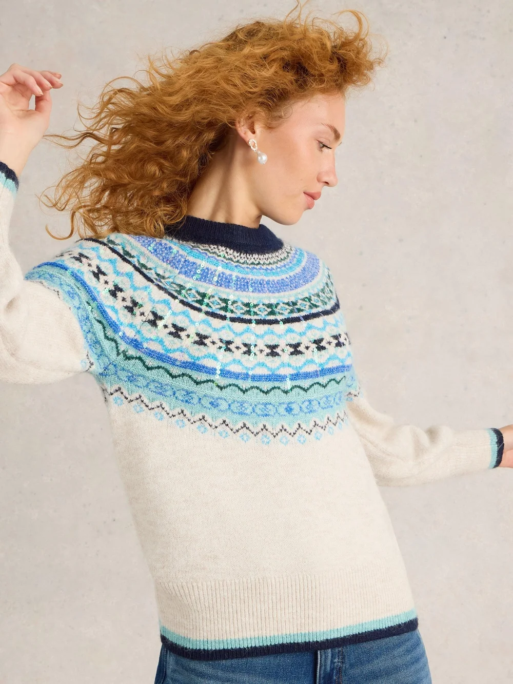 Norwegerpullover mit Pailletten - Nat Mlt - 48 Bild 1