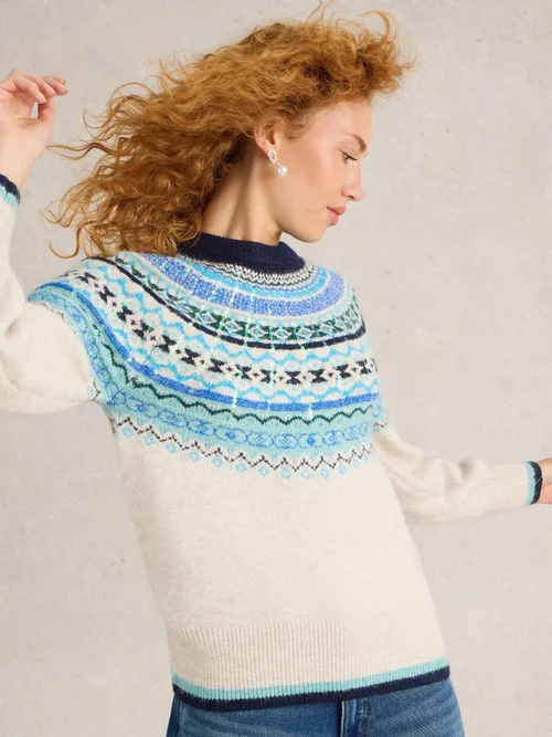 Norwegerpullover mit Pailletten - Nat Mlt - 48 Bild 1