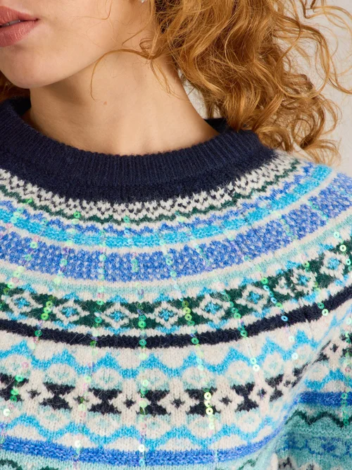 Norwegerpullover mit Pailletten - Nat Mlt - 48 Bild 3