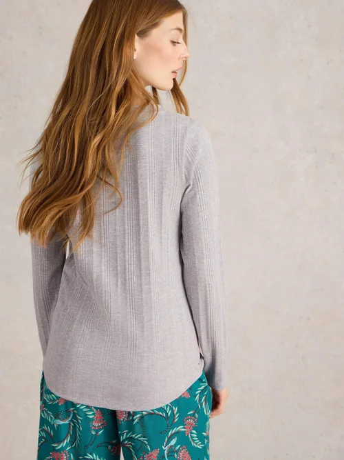 Geripptes Langarmshirt Hailey - Grey Marl - XXXL Bild 4
