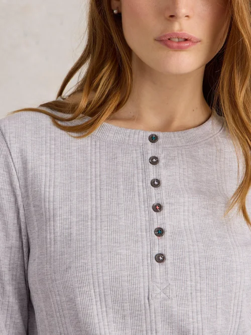 Geripptes Langarmshirt Hailey - Grey Marl - XXXL Bild 3