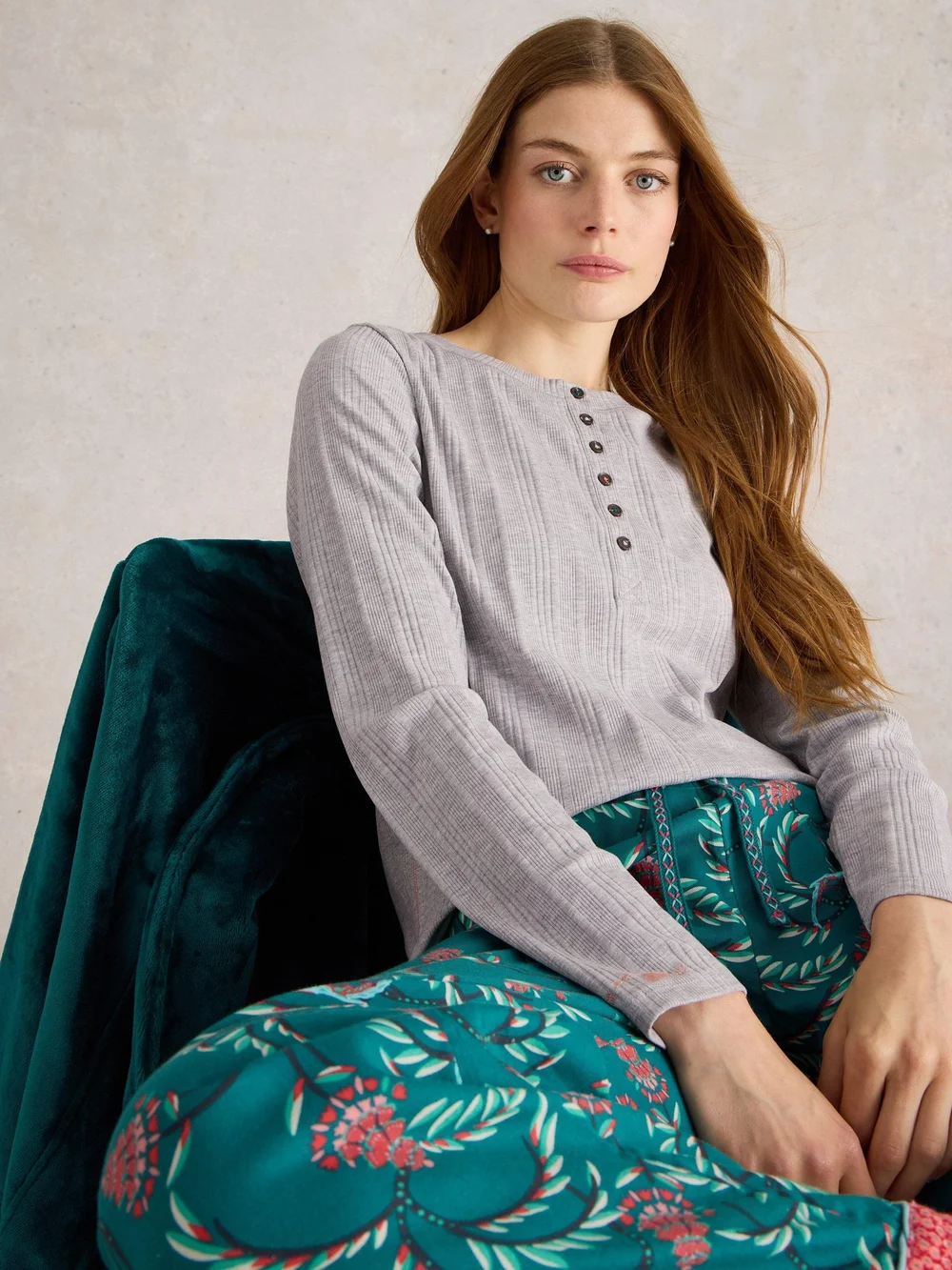 Geripptes Langarmshirt Hailey - Grey Marl - XXXL Bild 1