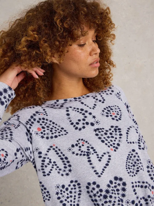 Pyjamatop Fern mit Bindeschleife - Grey Pr - XXXL Bild 3