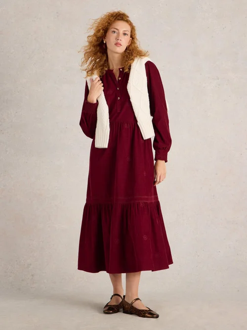 Besticktes Kordkleid Finn - Dk Plum - 52/R Bild 2