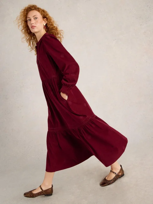 Besticktes Kordkleid Finn - Dk Plum - 44/R Bild 1