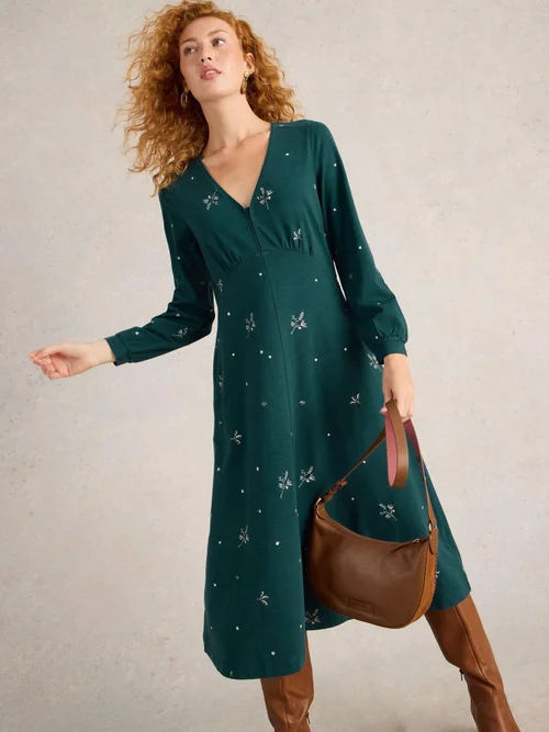 Besticktes Jerseykleid Megan - Teal Mlt - 52/R Bild 1