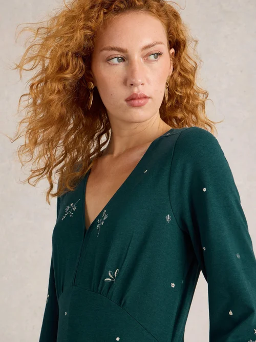 Besticktes Jerseykleid Megan - Teal Mlt - 52/R Bild 3
