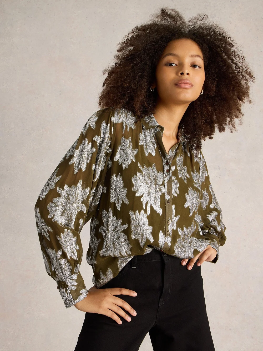 Jacqardbluse Phoebe - Green Mlt - 52 Bild 1