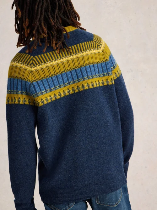 Strickpullover aus Lammwollmischung - Navy Multi - XXXL Bild 4