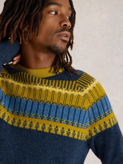 Strickpullover aus Lammwollmischung - Navy Multi - XXXL Bild 3