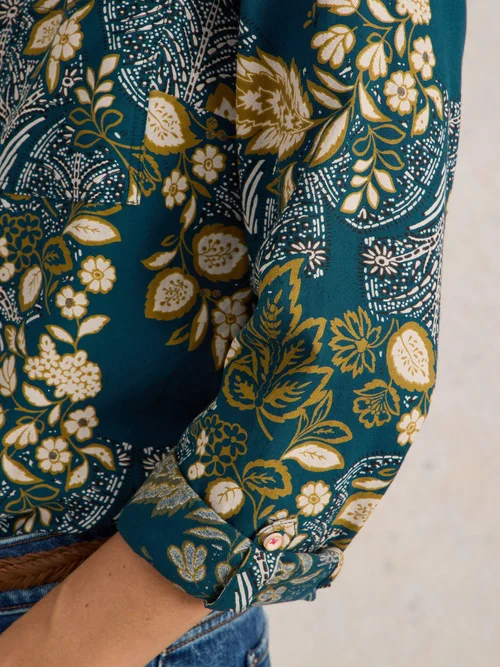 Sophie Bluse aus Bio-Baumwolle - Teal Pr - 52 Bild 3