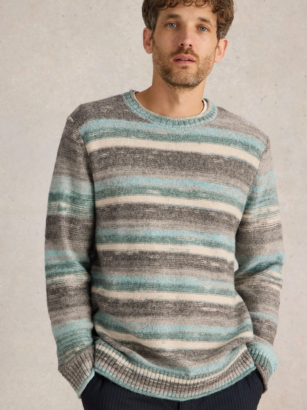 Strickpullover in Spacedye-Optik - Blue Mlt - XXXL Bild 1