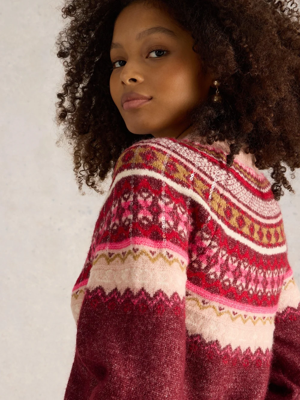 Norwegerpullover mit Pailletten - Plum Mlt - 44 Bild 1