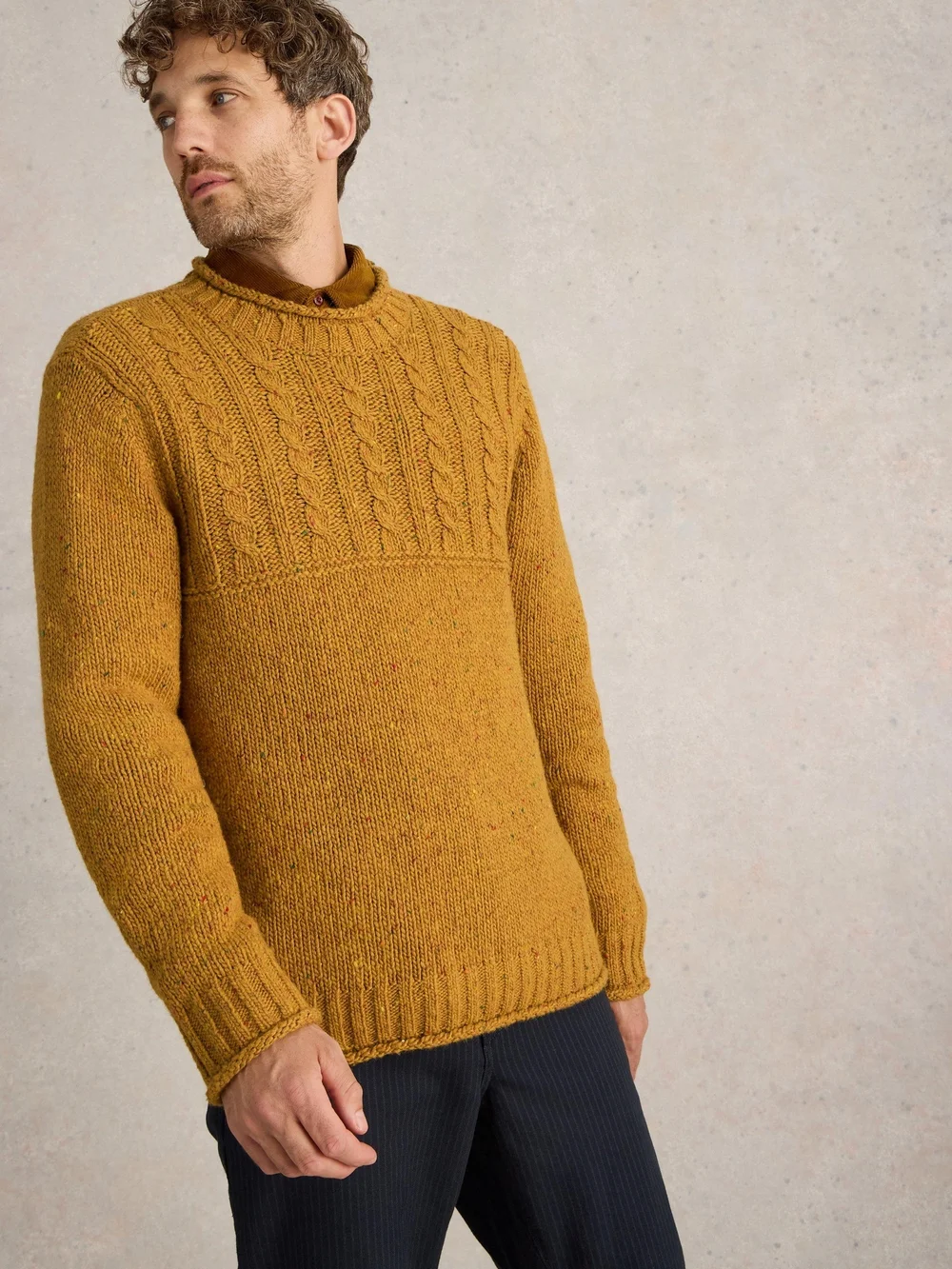 Pullover mit Zopfstrickmuster - Mid Yellow - XXL Bild 1