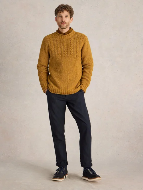 Pullover mit Zopfstrickmuster - Mid Yellow - XXL Bild 2