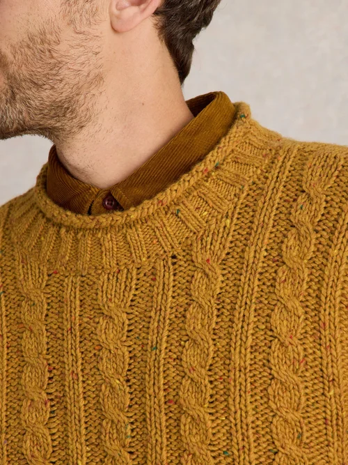 Pullover mit Zopfstrickmuster - Mid Yellow - XXL Bild 3