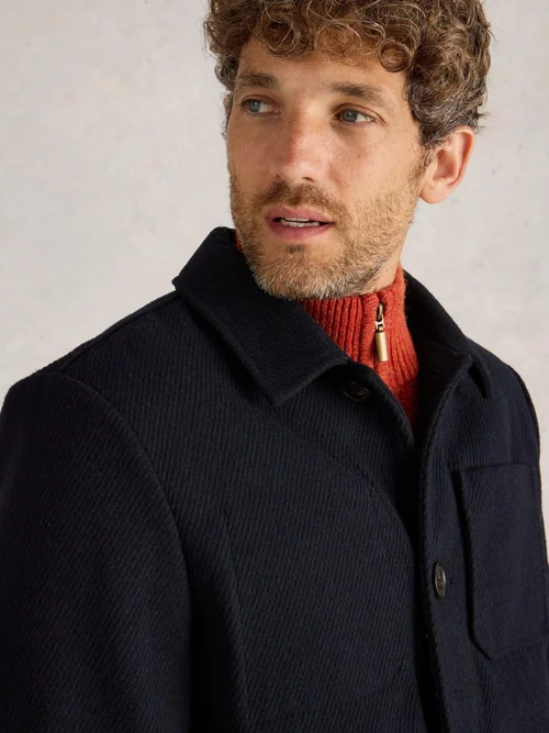 Hemdjacke aus Wollmischung - Dark Navy - XL Bild 3