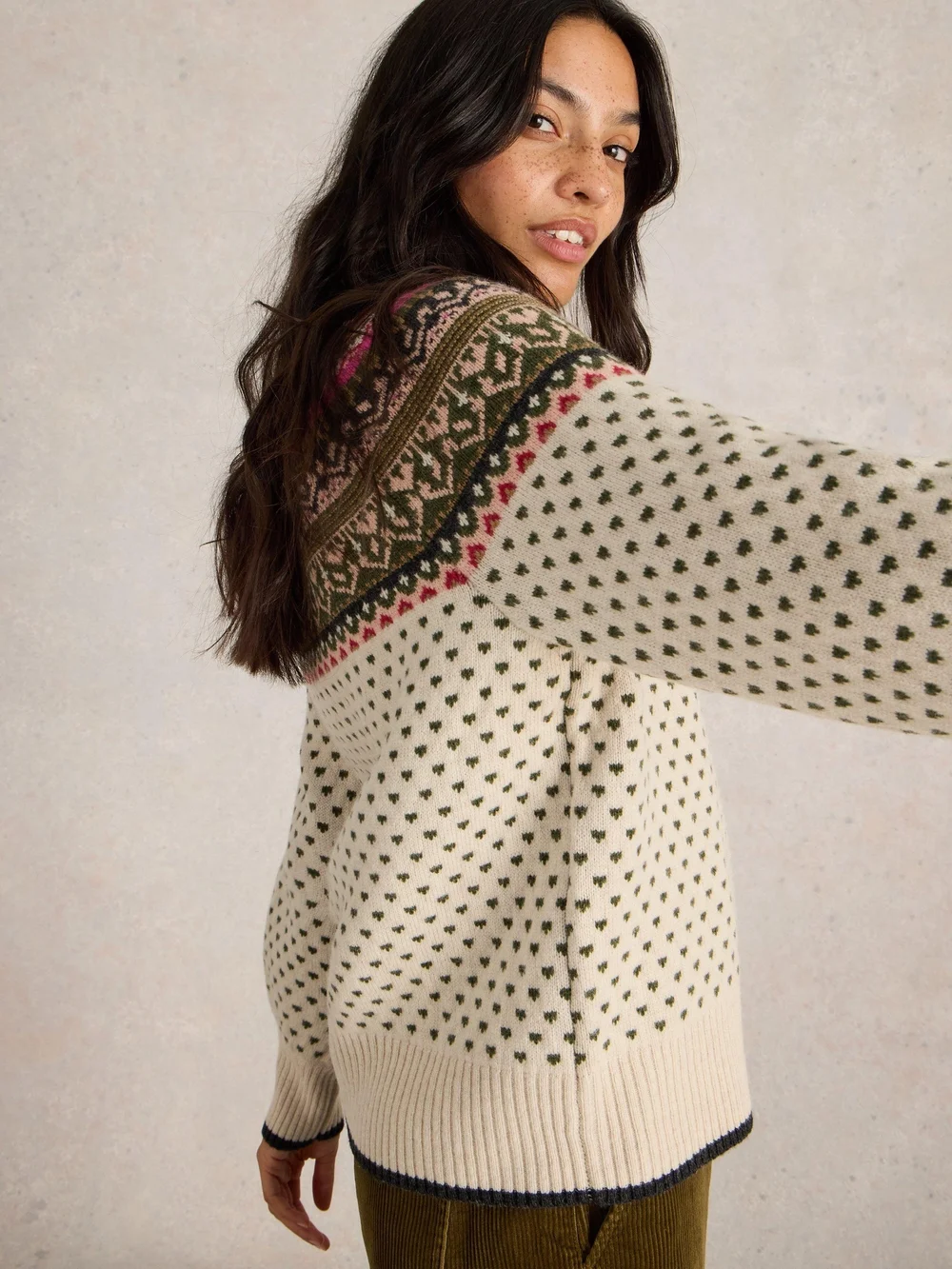 Mini Norwegerpullover mit Herzmuster - Ivory Mlt - 52 Bild 1