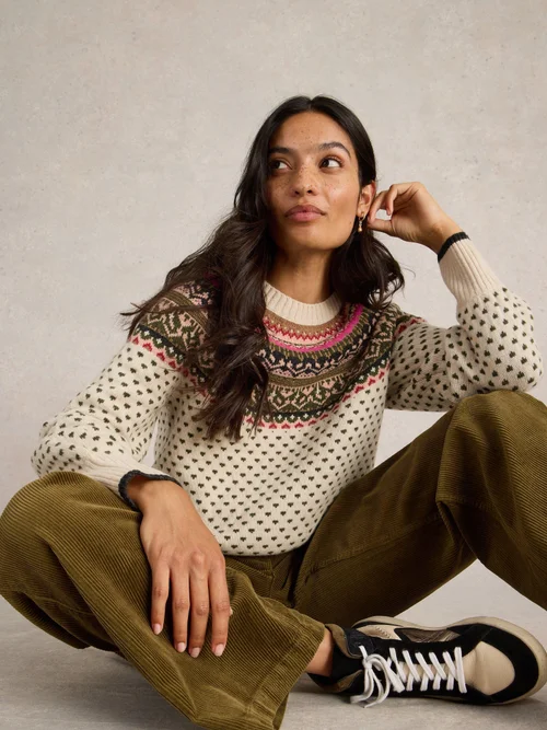 Mini Norwegerpullover mit Herzmuster - Ivory Mlt - 52 Bild 3