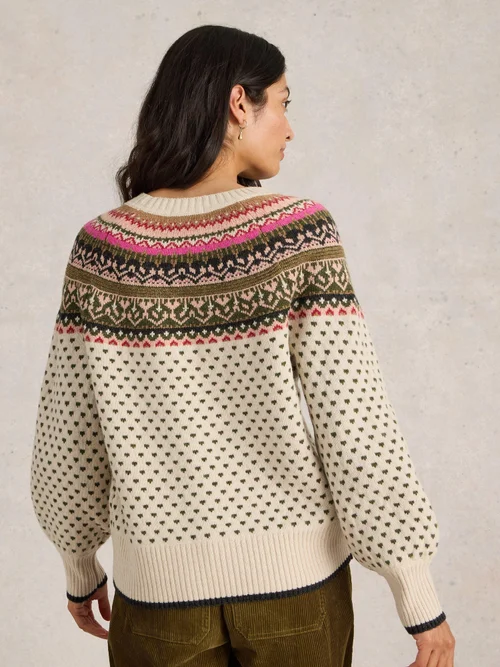 Mini Norwegerpullover mit Herzmuster - Ivory Mlt - 52 Bild 4