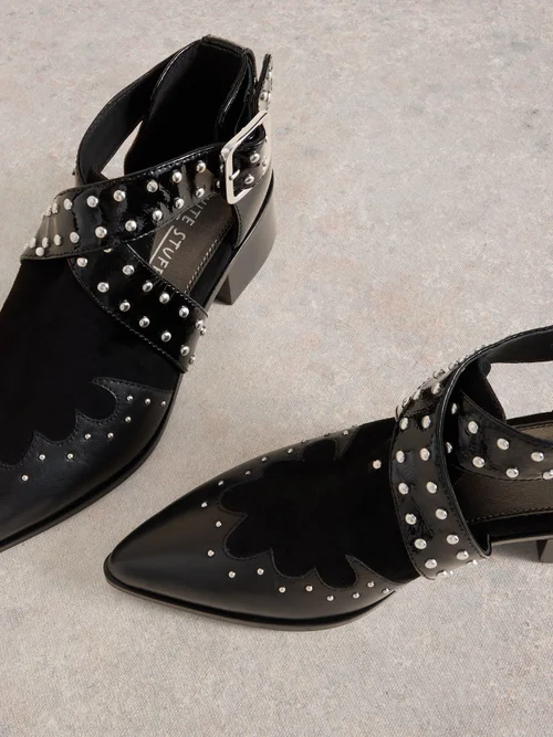 Offene Stiefeletten mit Nieten - Pure Blk - 40 Bild 4