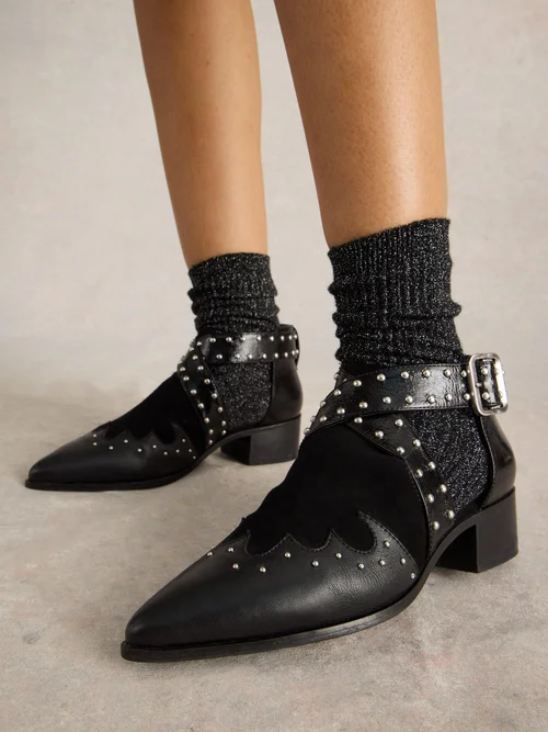 Offene Stiefeletten mit Nieten - Pure Blk - 40 Bild 2