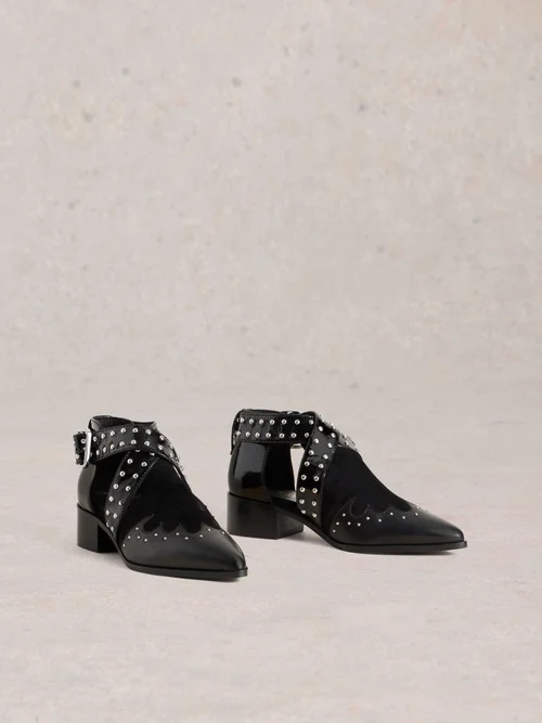 Offene Stiefeletten mit Nieten - Pure Blk - 40 Bild 3