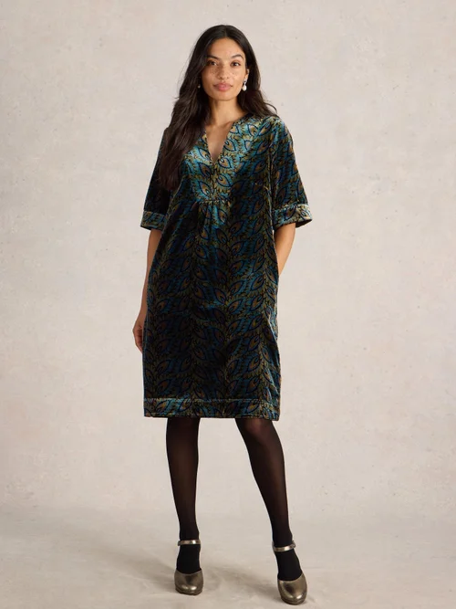 Kleid Ash aus Samtmix - Teal Pr - 44/R Bild 2