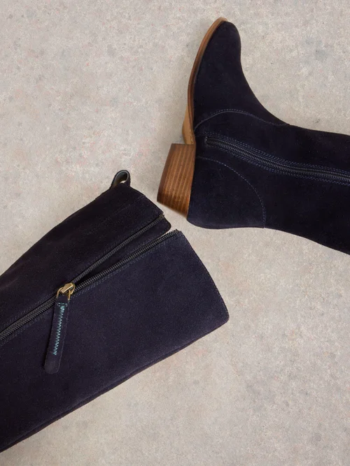 Wildlederstiefel mit weiter Passform - Dark Navy - 38 Bild 3