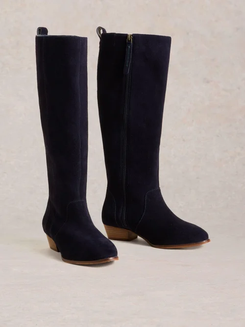 Wildlederstiefel mit weiter Passform - Dark Navy - 38 Bild 2