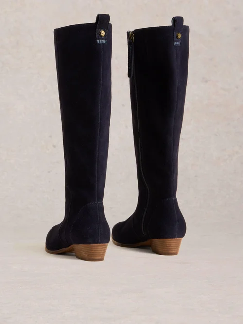 Wildlederstiefel mit weiter Passform - Dark Navy - 38 Bild 4