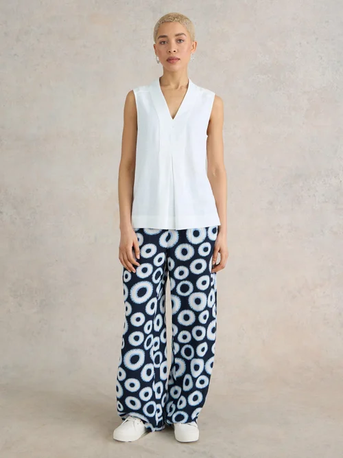 Celia Ärmellose Bluse aus Materialmix - Bril White - 52 Bild 3