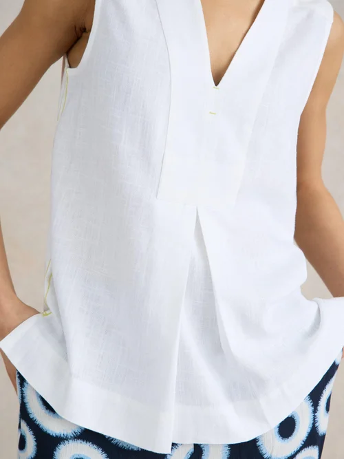 Celia Ärmellose Bluse aus Materialmix - Bril White - 52 Bild 2