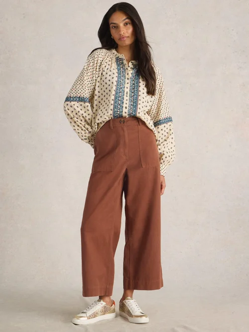 Knöchellange Hose Romy mit weitem Bein - Dark Tan - 42/R Bild 2
