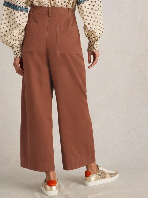 Knöchellange Hose Romy mit weitem Bein - Dark Tan - 42/R Bild 4