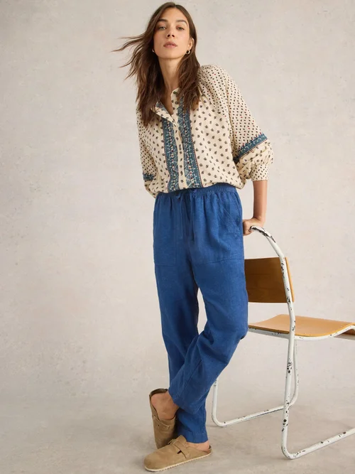 Hose Elle aus Leinenmischung - Chamb Blue - 52/R Bild 1