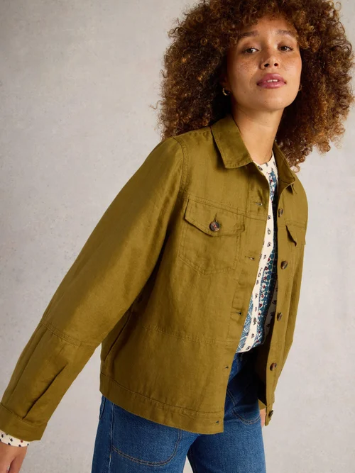 Leinenjacke Camille - Khaki Grn - 34 Bild 1