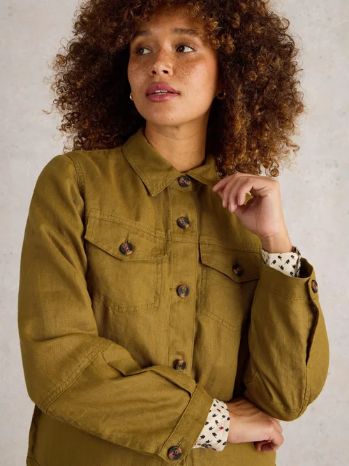 Leinenjacke Camille - Khaki Grn - 34 Bild 3