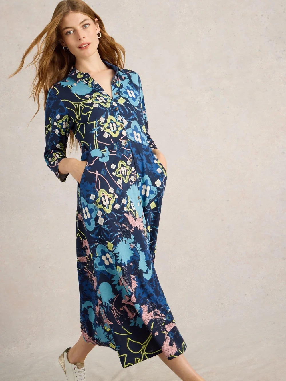 Hemdblusenkleid Rua aus Jersey - Blue Pr - 34/R Bild 1