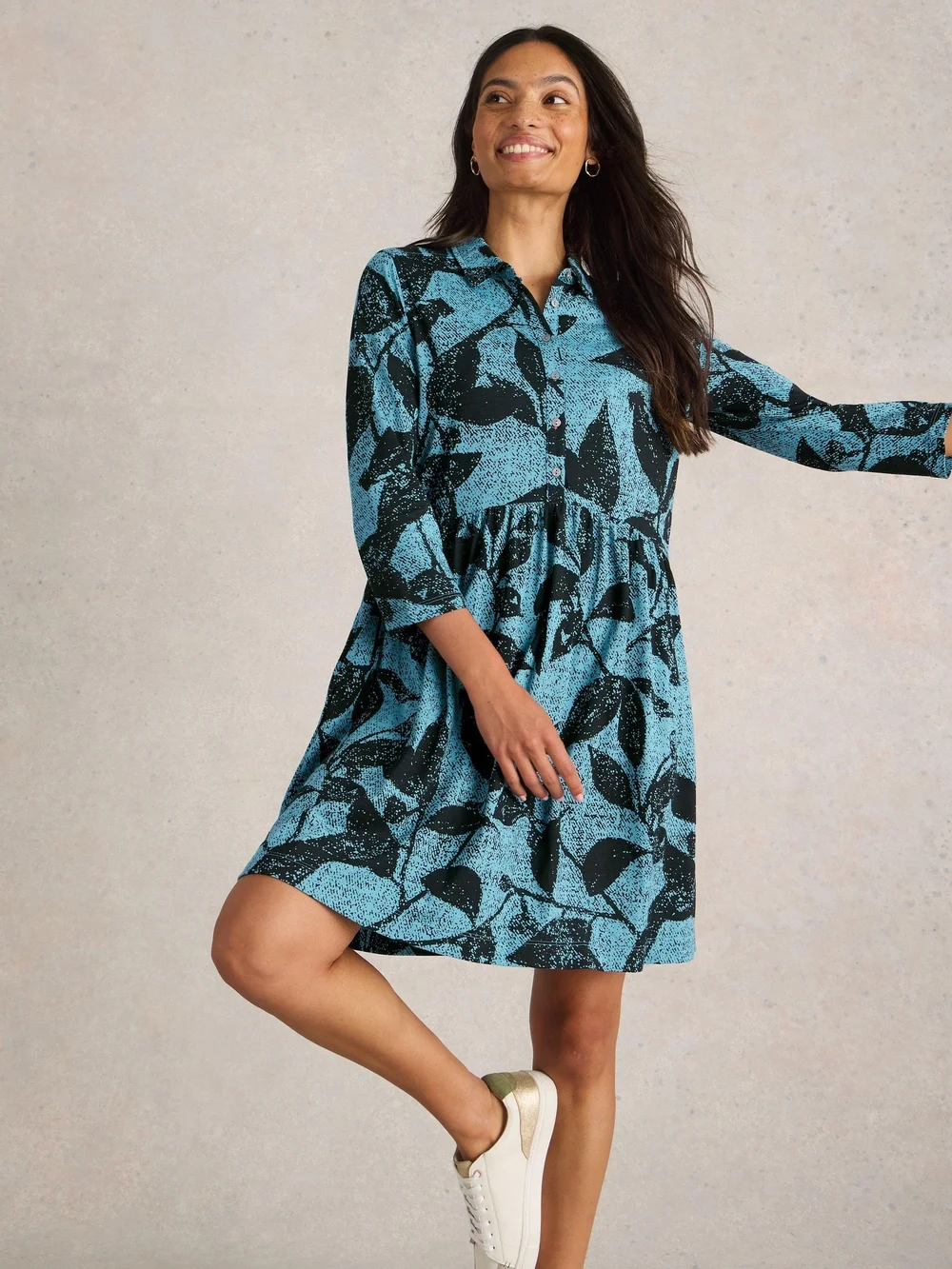 Hemdblusenkleid Everly aus Jersey - Blue Pr - 50/R Bild 1