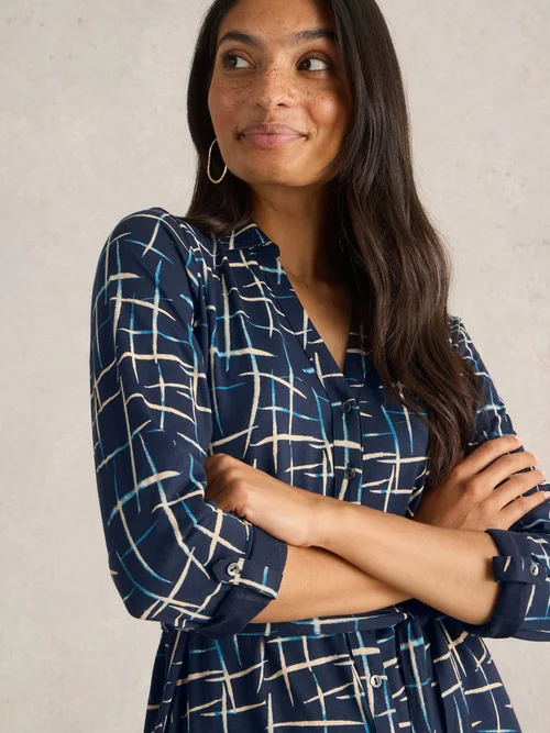 Hemdblusenkleid Annie aus Jersey - Navy Pr - 52/R Bild 3