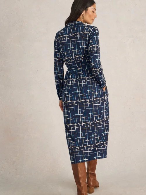 Hemdblusenkleid Annie aus Jersey - Navy Pr - 52/R Bild 4