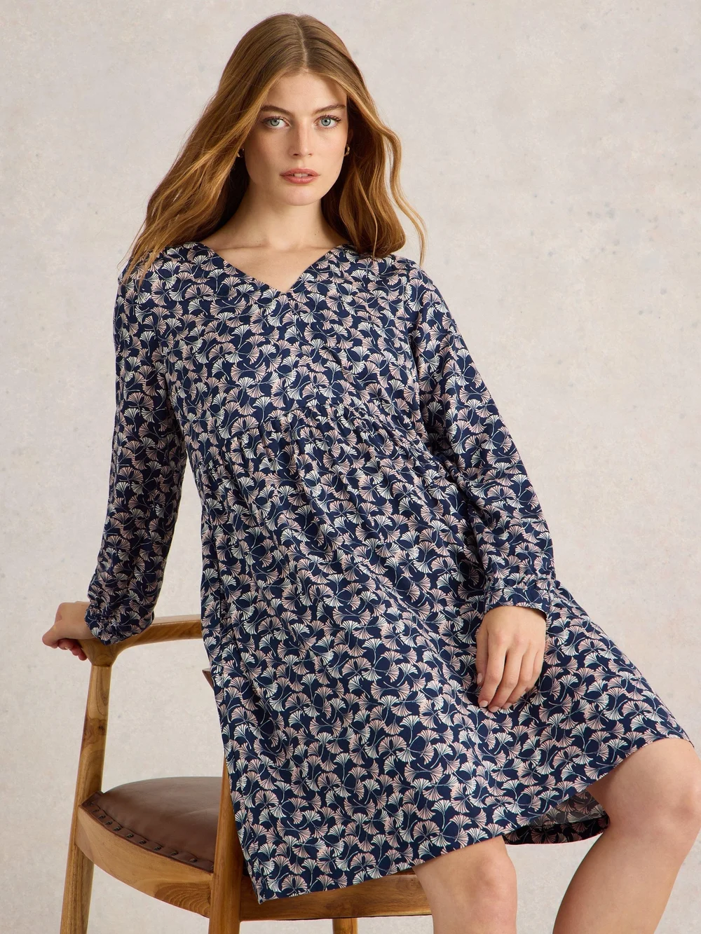 Kleid Penelope aus LENZING™ ECOVERO™ - Navy Pr - 40/R Bild 1