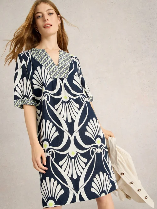 Leinenkleid Ash - Navy Pr - 50/R Bild 1