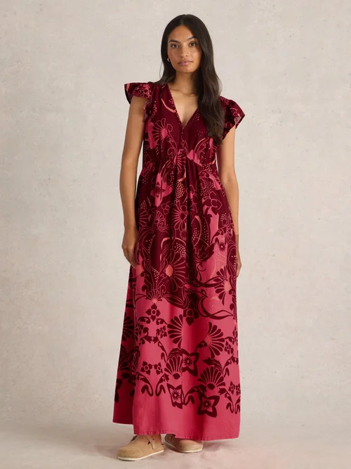 Maxikleid Lorna aus Leinenmischung - Red Mlt - 52/R Bild 2