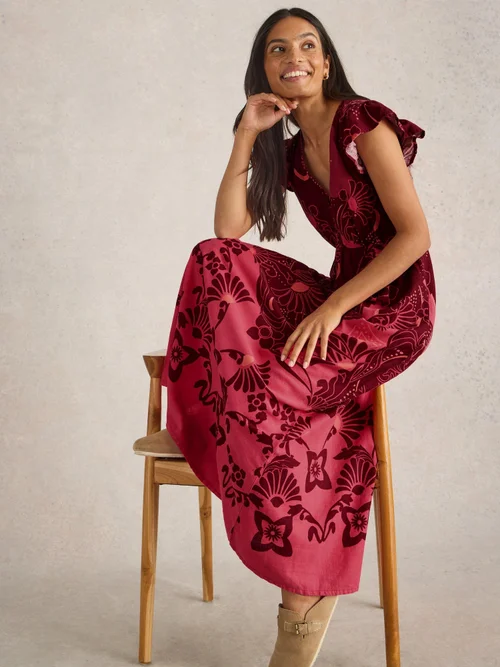 Maxikleid Lorna aus Leinenmischung - Red Mlt - 52/R Bild 1