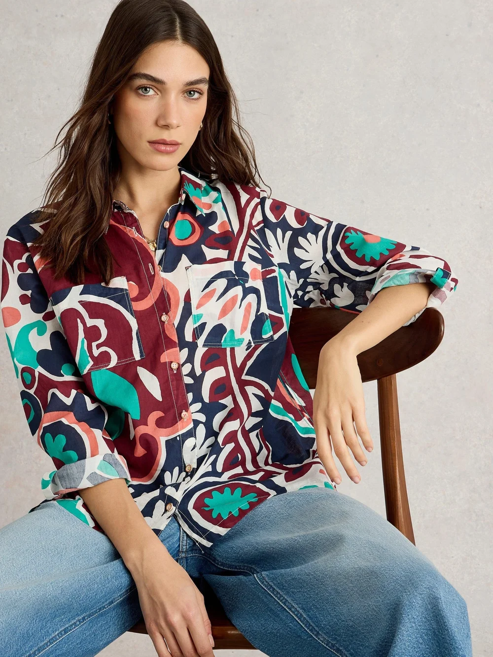 Bluse Sophie aus Bio-Baumwolle - Blk Mlt - 52 Bild 1