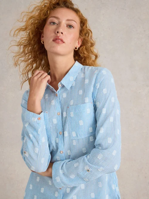 Bluse Sophie aus Bio-Baumwolle - Blue Mlt - 52 Bild 3