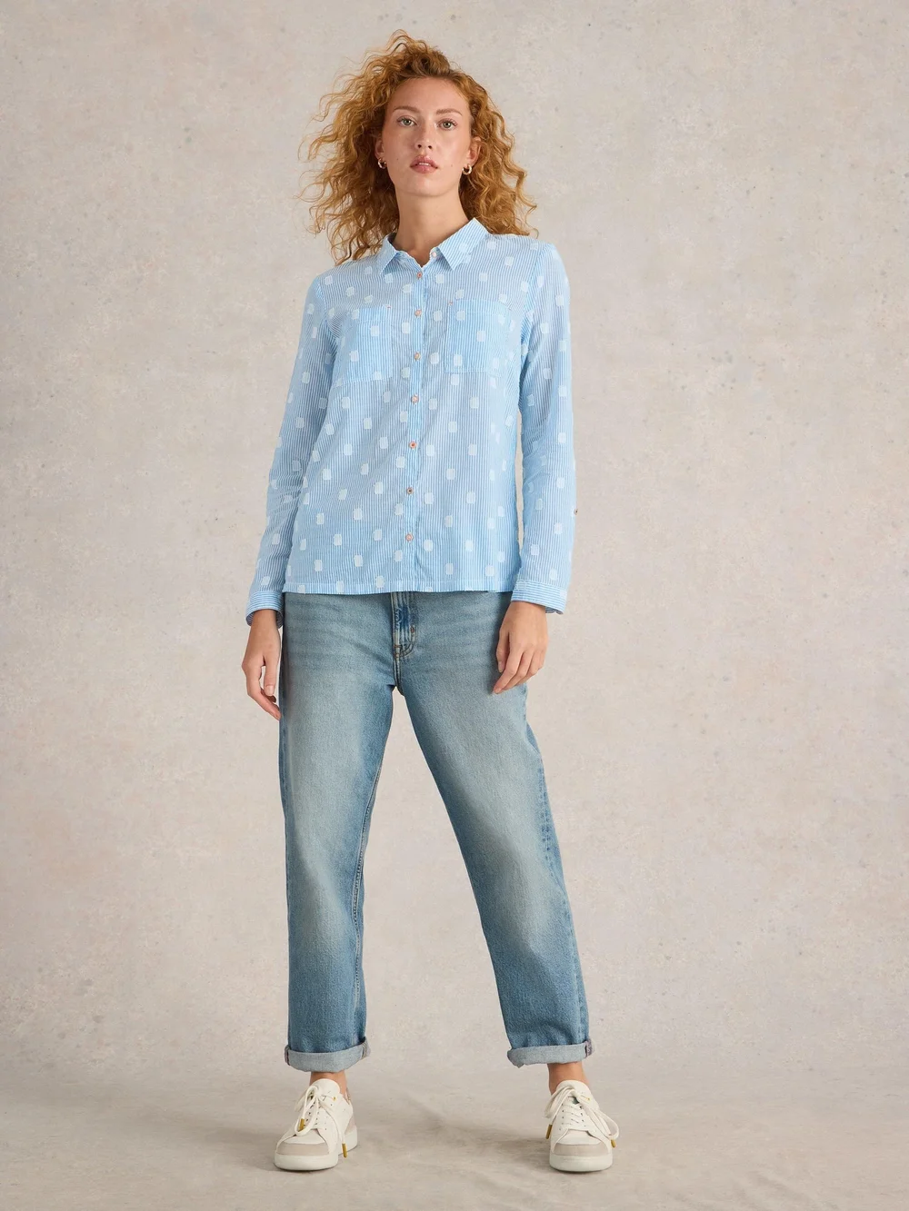 Bluse Sophie aus Bio-Baumwolle - Blue Mlt - 52 Bild 1