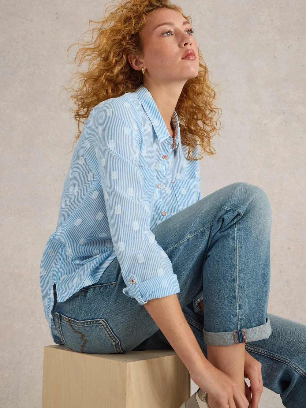Bluse Sophie aus Bio-Baumwolle - Blue Mlt - 52 Bild 1